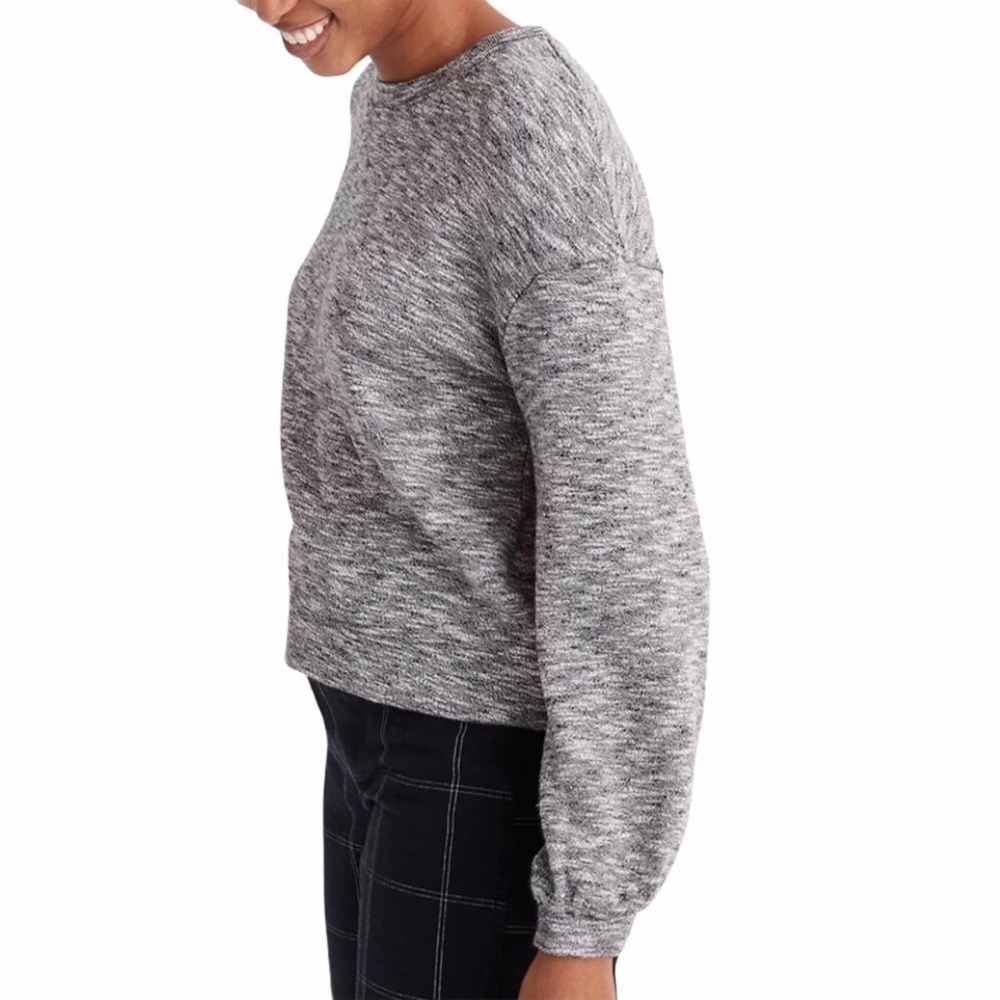 Madewell Textured Crewneck Sweatshirt Size Small Gray Slub Knit - Picture 2 of 10